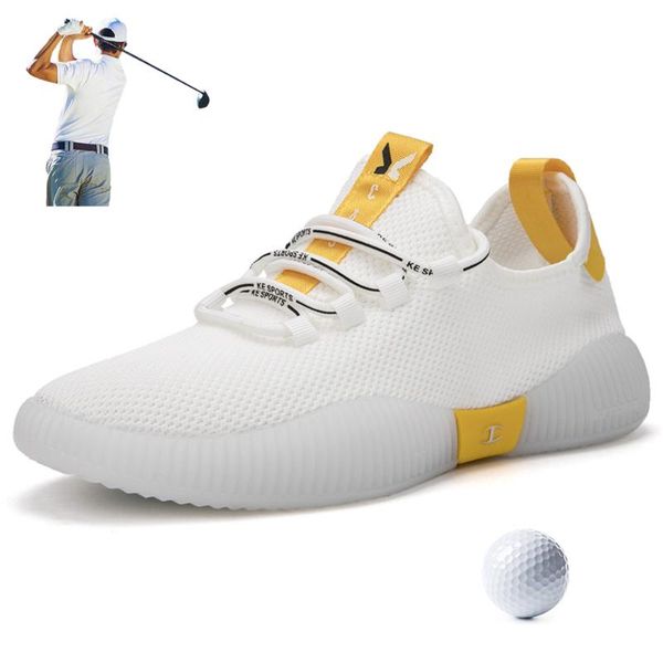 

cycling footwear men outside golf shoes breathable mesh sneakers lace up light golfing sneaker outdoor sport trainers training, Black
