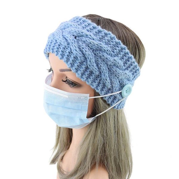 

hair accessories wool twist knitted women's button headband warm ear buckle elastic hairband bandage autumn and winter