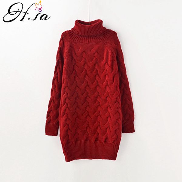 

h.sa women long turtleneck knitted and jumpers fall winter warm casual pullover sweaters pull femme hiver 210417, White;black