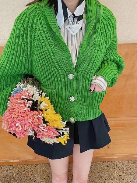 

women's knits & tees 2021 autumn fashion women diamonds button knitted cardigans female chic casual 50% wool sweater 2 color ddxgz2 10., White
