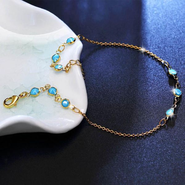 

anklets style crystal anklet for women, japan and korea, simple student fengsen pine stone jewelry, Red;blue