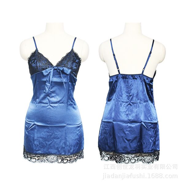 

buy underwear satin quick stitching lace contrast open back suspender pajamas, Red;black