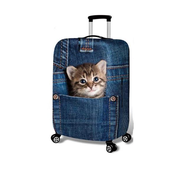 

toiletry kits cute cowboy bad cat blue luggage cover washable protector anti-scratch suitcase fits 18-32 inch travel