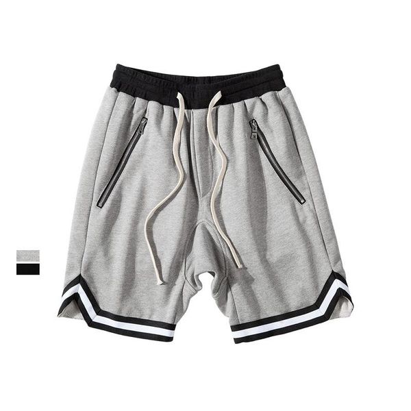 

men's shorts fashion brand ins casual loose pants youth sports cotton capris color contrast ribbon large, White;black