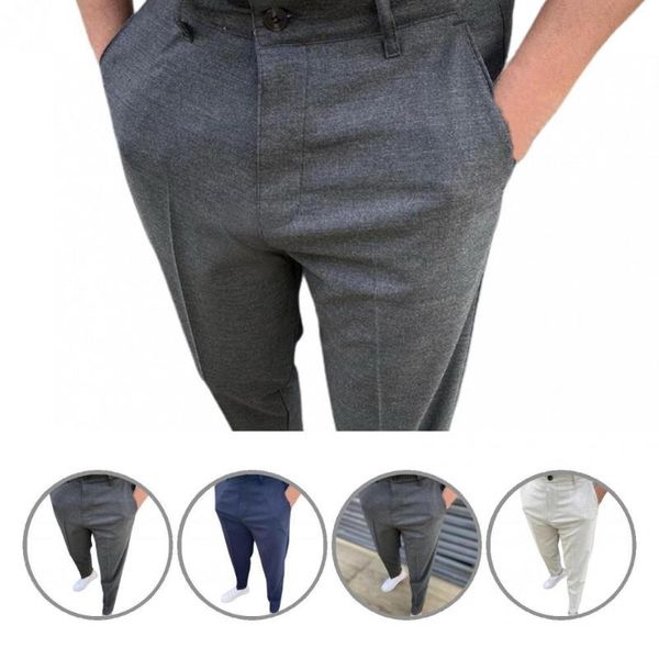 

men's pants discolored straight business all match trousers for dating fashionable, Black