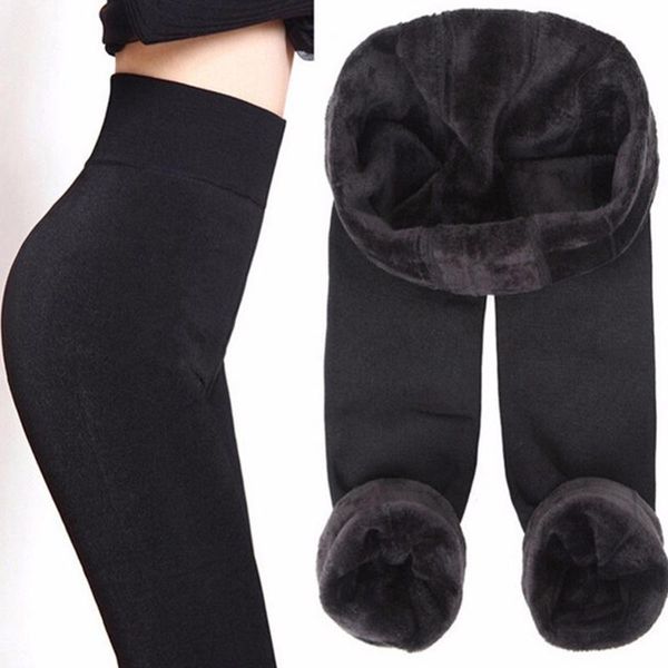 

women's pants & capris salspor s-3xl solid color women winter velet trousers female high elastic warm nine ladies waist slim leggins, Black;white