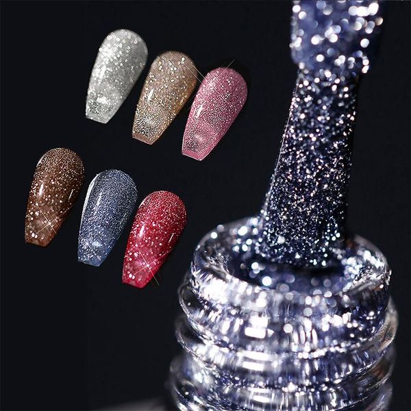 

nail art kits veronni reflective glitter gel polish 10ml sparkling auroras laser varnish semi permanent base coat