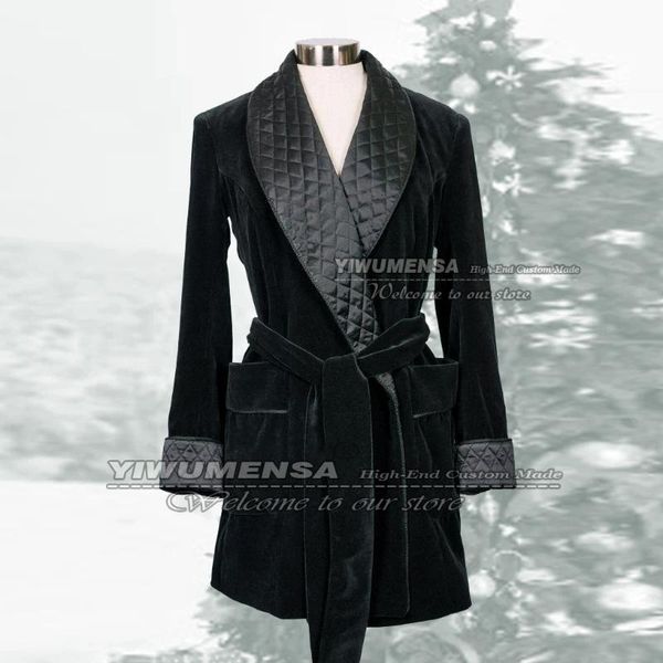 

men's suits & blazers last designer men smart casual black smoking jackets wedding belted party coats velvet groom wear blazer custom m, White;black