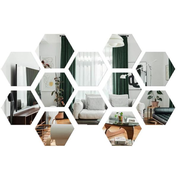 

wall stickers winomo 12pcs hexagonal acrylic mirror home living room decals modern diy art mural decoration (si