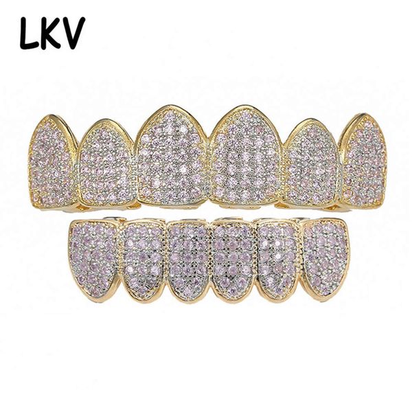 

hip hop inlaid with pink zircon braces, Silver