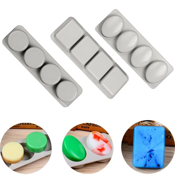 

craft tools 4-grids silicone soap mold diy handmade 3d multi-function kitchen making forms baking mould for making#p7