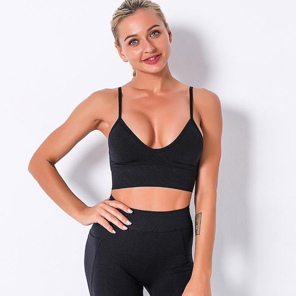 

yoga outfits 2021 bra padded sports bras cross straps shockproof breathable fitness running gym vest top, White;red