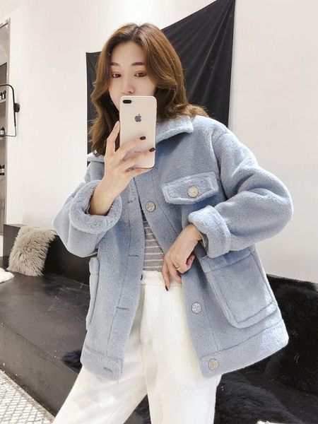 

women's wool & blends women warm coat spring autumn winter jacket long sleeve big pocket casual overcoat arrival size 78ig, Black