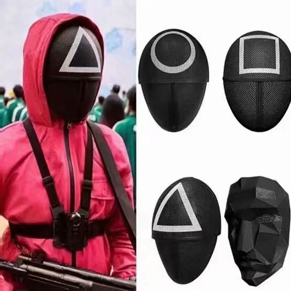 

tv squid game masked man women masks round squire triangle mask accessories delicate halloween masquerade costume party