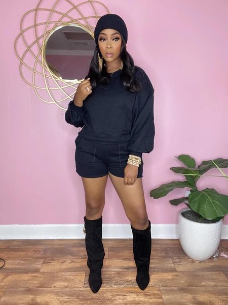 

women's tracksuits cool girl street tracksuit women two piece biker shorts set long sleeve sweatshirts female holiday party night club, Gray