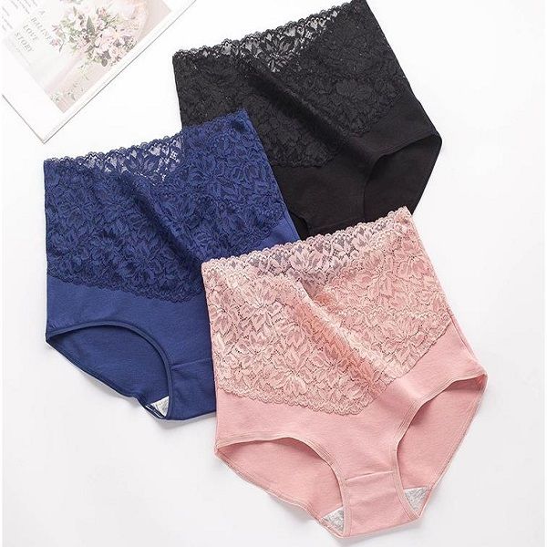 

high waist women's cotton panties solid lingerie plus underpants breathable abdomen underwear female intimates, Black;pink