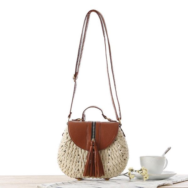 

paper-string woven fresh crossbody straw beach vacation shoulder women's bag evening bags