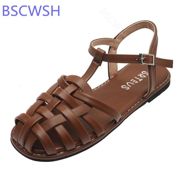 

sandals women roman summer female baotou vintage flats weave casual ladies shoes large size 35-43 sandalias mujer, Black
