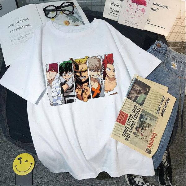

my hero womens academia japan anime print fun casual harajuku loose cute women ulzzang t shirt boku no, White