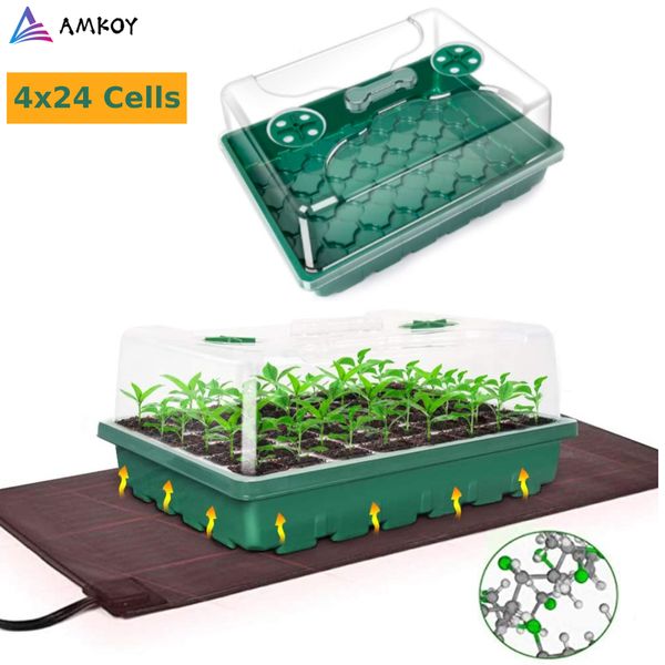

24 cells seedling starter tray strength seed germination plant flower pots nursery grow box propagation for garden 220211