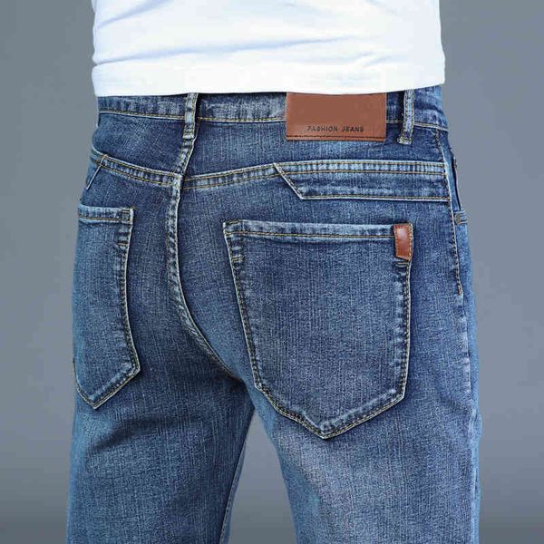 

spring autumn men's smart jeans business fashion straight regular blue stretch denim trousers classic men plus size 28-40