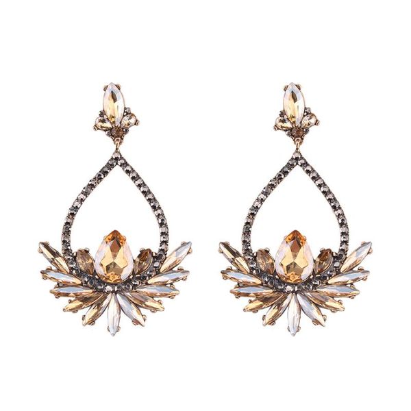 

maxi crystal statement drop earrings for women luxury geometric jewelry wedding party hanging earings female brincos wholesale dangle & chan, Silver