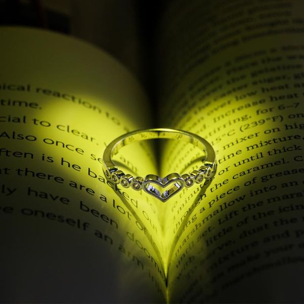 

simple heart ring trendy engagement plain sliver plated band for women with cubic zircon factory arrival wedding rings, Slivery;golden