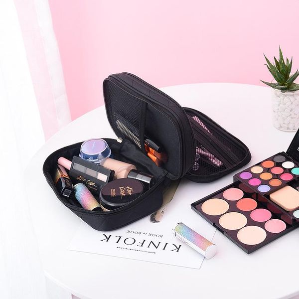 

cosmetic bags & cases women bag double-layer with mirror portable toilet and storage makeup