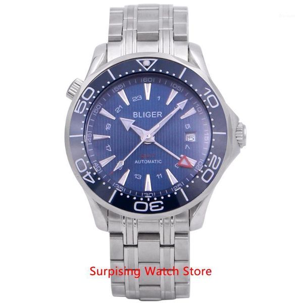 

wristwatches 41mm automatic mechanical watch men luxury sapphire crystal ceramic bezel gmt luminous waterproof wristwatch, Slivery;brown
