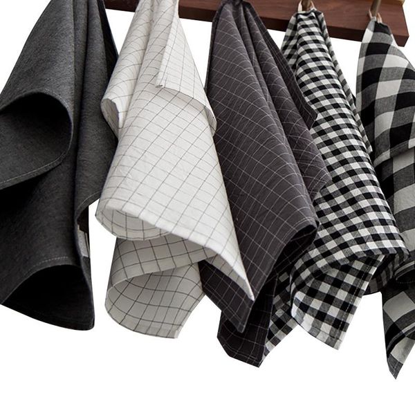 

table napkin mcao japanese checked washed cotton thin black white cafe 1pcs tjh0010