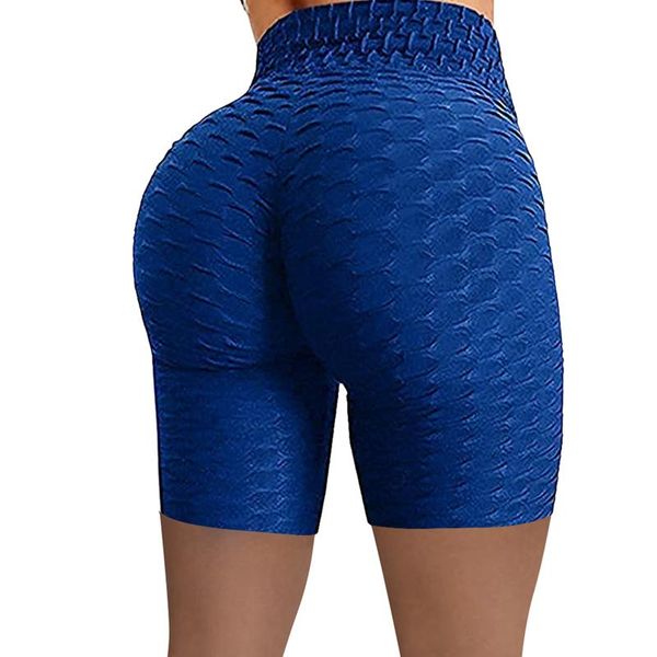 

women's leggings women blue wrinkled high waist hip stretch running fitness pants biker workout fashion polainas, Black