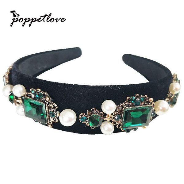 

hair clips & barrettes 2021 fashion women metal green crystal head chain flower band trendy headband accessories, Golden;silver