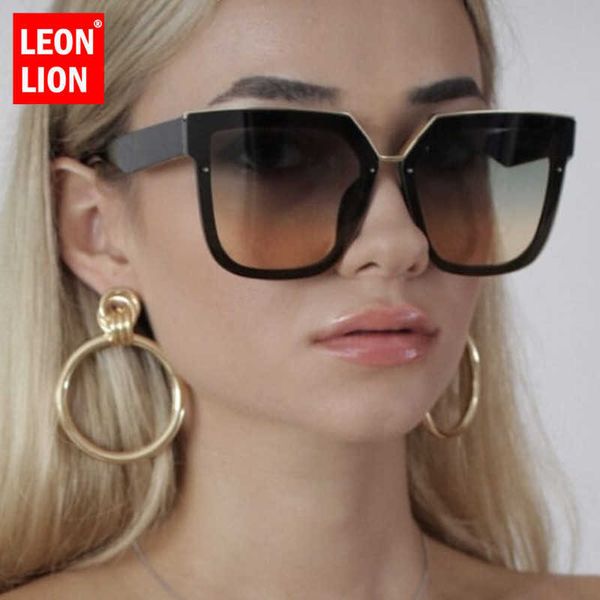 

sun glasses leonlion 2021 oversized sunglasses women square retro brand for designer oculos de sol feminino, White;black