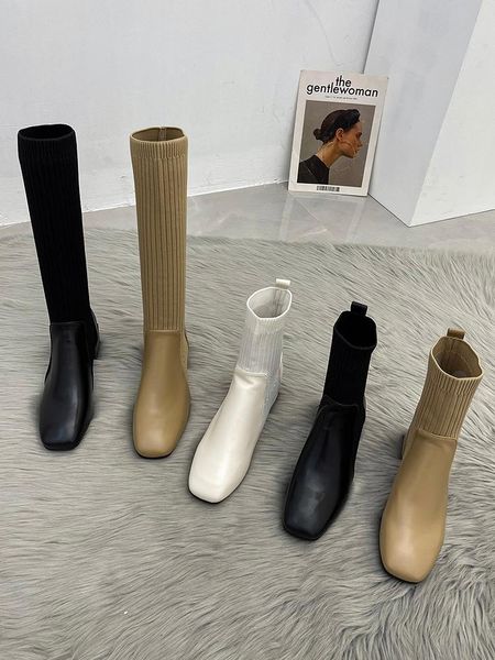 

boots lady shoes thigh high heels clogs platform luxury designer boots-women rubber stiletto over-the-knee ankle, Black