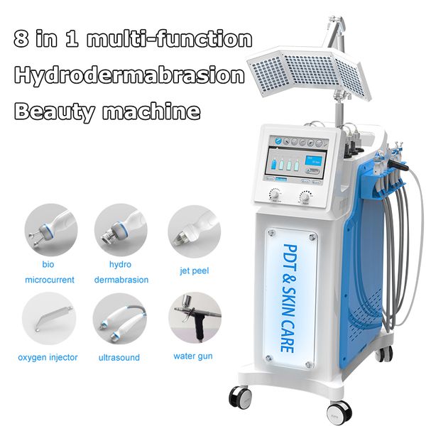 8 IN 1 Hydra Dermabrasion Wasserpeeling Sauerstoff Jet Peel Hautwäscher BIO Ultraschall RF Maschine für die Tiefenreinigung des Gesichts