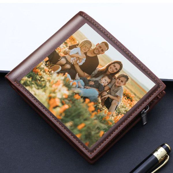 

wallets custom po for men personalized gift him dad husband boyfriend engraved picture card holder purse black wallet, Red;black