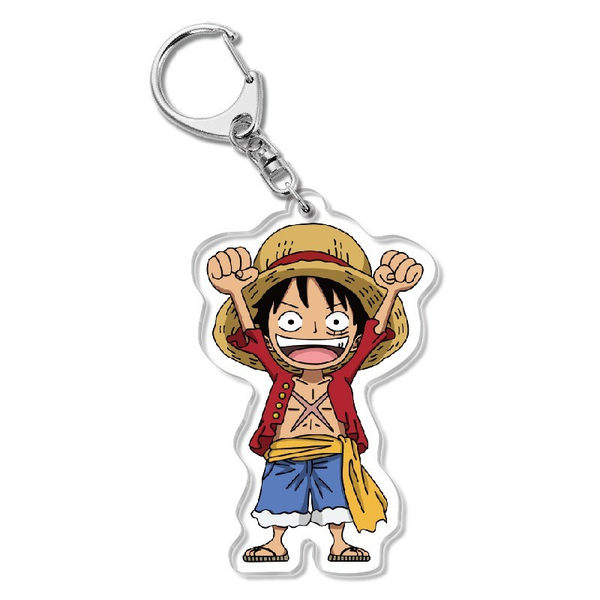 

anime one piece keychain man acrylic jewelry pendant keyring kids holder key chains choker cartoon figure monkey d. luffy brelok, Slivery;golden
