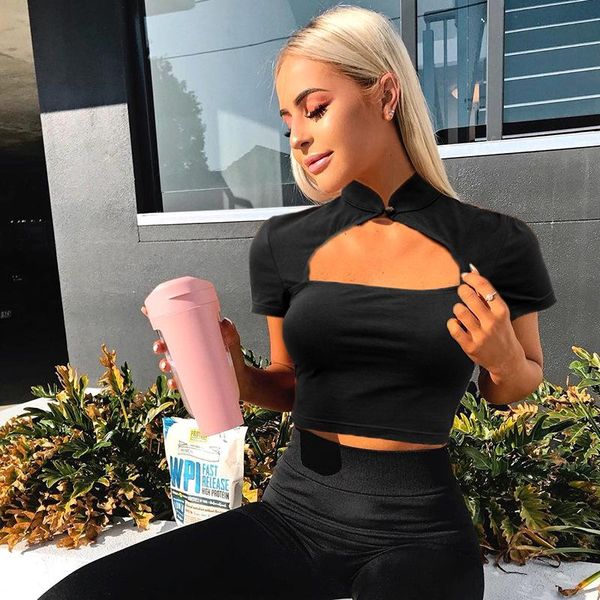 

women's t-shirt 2021summer chinese style casual black women t-shirts harajuku short sleeve crop t shirt hollow out tee, White