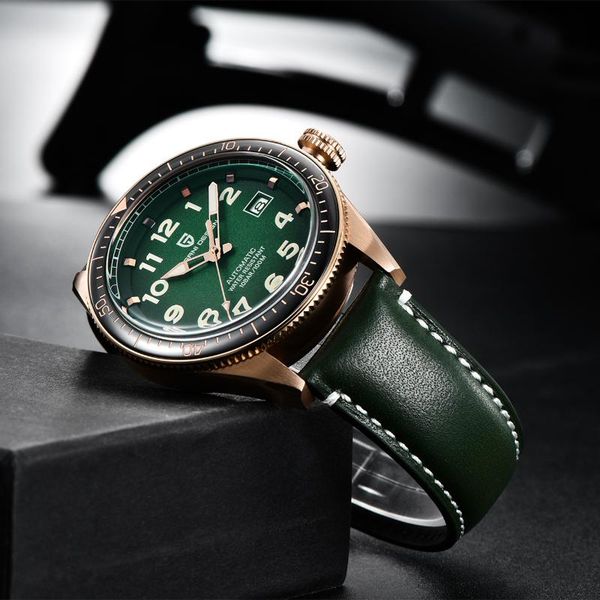 

wristwatches 2021 pagani design automatic mechanical men watch business luxury waterproof leather sport relojes para hombre+box, Slivery;brown