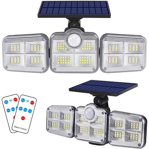 

solar light outdoor porch wall lamp pir motion sensor remote control garden sunlight powered waterproof street lamps