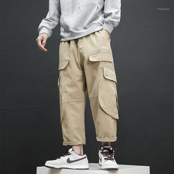 

men's pants autumn korean fashion casual brand large tooling straight, Black