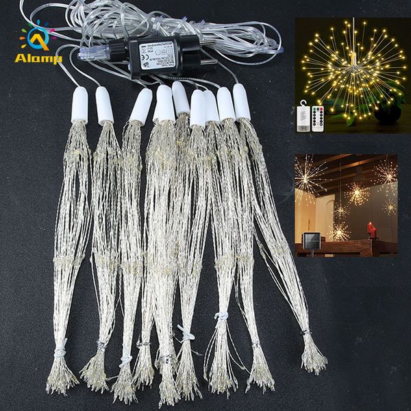 10 в 1 1200LEDS Plug String Lights Водонепроницаемый Dimmable Гибкие 8 Режим Декор в комнате Светодиодный Фейерверк Строки Свет с пультом