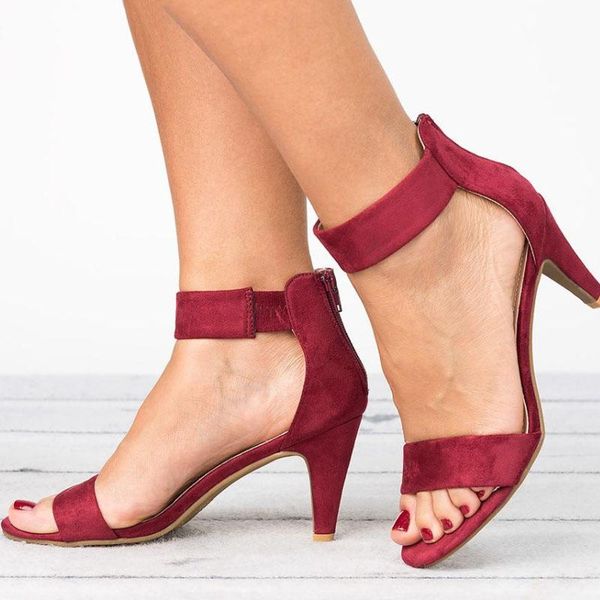 

women sandals open toe summer shoes with 5cm high heels female plus size 43 thin heel woman 2021 sandalias mujer, Black