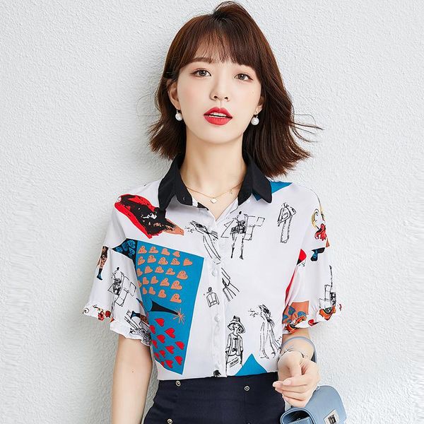 

women's blouses & shirts coigarsam print shirt womens summer women 1691, White