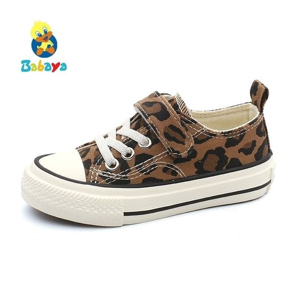 Babaya crianças sapatos para meninas sapatilhas primavera moda crianças meninos de lona outono estudante casual leopardo 211022