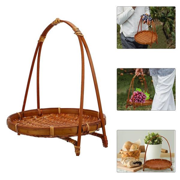 

storage baskets bamboo woven fruit dessert basket serving food organizer