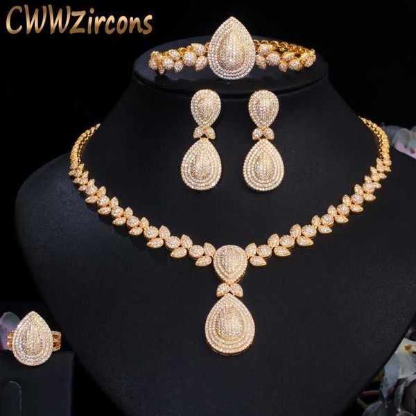 

luxury 4pcs bridal wedding banquet jewelry set african dubai gold color cz women party costume accessories t416 210714, Silver