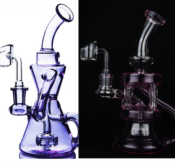 Púrpura roxa de vidro borbulhante água tubos cinzas pinkglass bongs percolador honeycomb