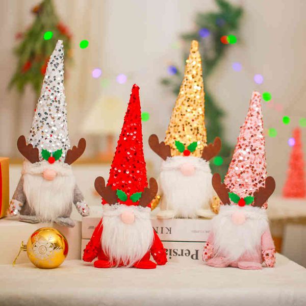 

qiaoding new selling sequin antler hat plush doll children's gift window display