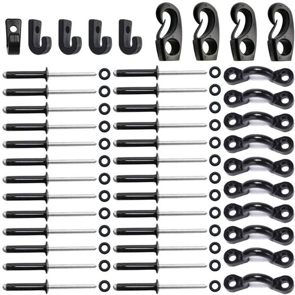 

rafts/inflatable boats kayak accessories 5pcs deck loops tie down hooks snap boat expanded rigging kit 26pcs rivets and 4pcs cord end